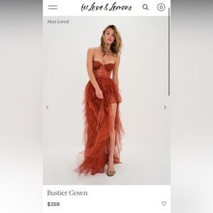 For Love and Lemons Bustier Gown in Rust. Size M GUC